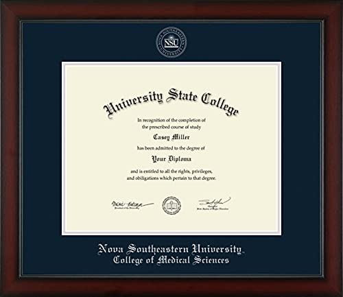 Nova Southeastern University College of Medical Sciences - Officially Licensed - Silver Embossed Diploma Frame - Document Size 14" x 11"