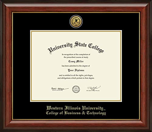 Western Illinois University College of Business & Technology - Officially Licensed - Gold Medallion Diploma Frame - Document Size 11" x 8.5"