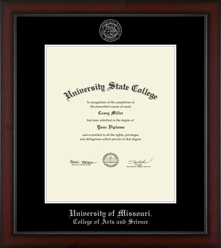 University of Missouri Columbia College of Arts and Science - Officially Licensed - Pre-Spring 2021 PhD - Silver Embossed Diploma Frame - Document Size 14" x 17"