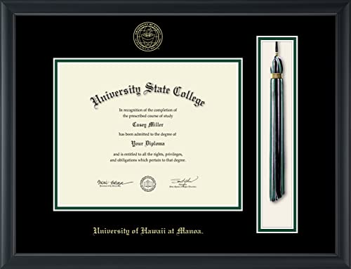 University of Hawaii at Manoa - Officially Licensed - Gold Embossed Tassel Diploma Frame - Document Size 10" x 8"