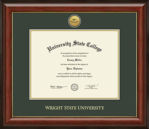 Wright State University - Officially Licensed - Gold Medallion Diploma Frame - Document Size 11" x 8.5"