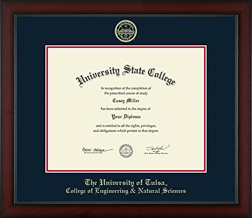 The University of Tulsa College of Engineering & Natural Sciences - Officially Licensed - Gold Embossed Diploma Frame - Document Size 14" x 11"