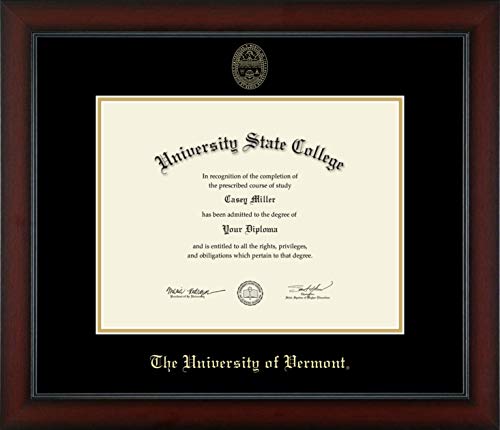 The University of Vermont - Officially Licensed - Master's/PhD - Gold Embossed Diploma Frame - Document Size 13" x 10"