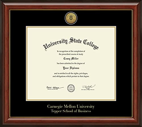 Carnegie Mellon University Tepper School of Business - Officially Licensed - Gold Medallion Diploma Frame - Document Size 17" x 14"