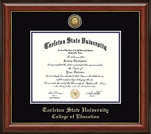 Tarleton State University College of Education - Officially Licensed - Gold Medallion Diploma Frame - Document Size 14" x 11"