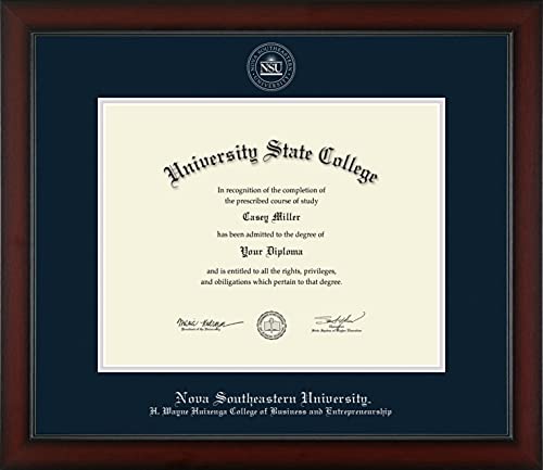 Nova Southeastern University H. Wayne Huizenga School of Business and Entrepreneurship - Officially Licensed - Silver Embossed Diploma Frame - Document Size 14" x 11"