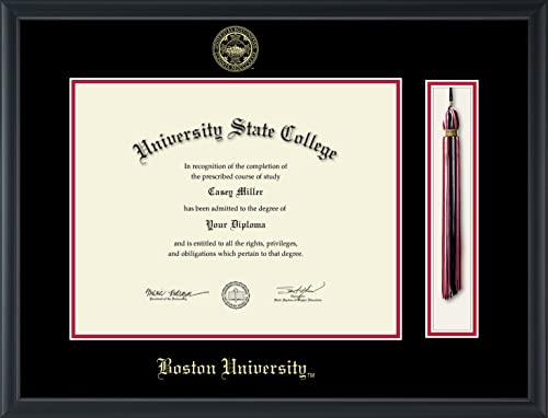 Boston University - Officially Licensed - Gold Embossed Tassel Diploma Frame - Document Size 14" x 11"