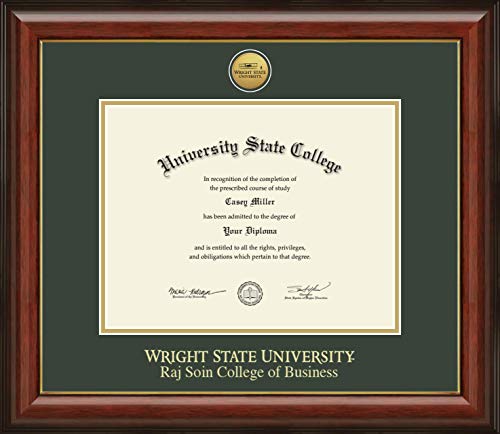 Wright State University Raj Soin College of Business - Officially Licensed - Gold Medallion Diploma Frame - Document Size 11" x 8.5"