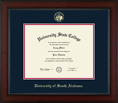 University of South Alabama - Officially Licensed - Bachelor's/Master's - Gold Embossed Diploma Frame - Document Size 11" x 8.5"