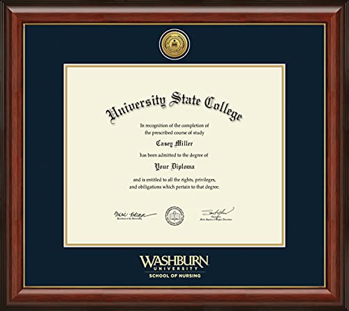 Washburn University School of Nursing - Officially Licensed - Gold Medallion Diploma Frame - Document Size 17" x 14"