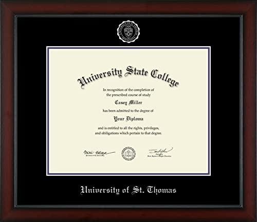 University of St. Thomas - Officially Licensed - Master's - Silver Embossed Diploma Frame - Document Size 14" x 11"