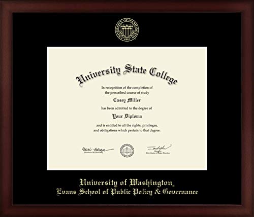 University of Washington Evans School of Public Policy & Governance - Officially Licensed - Gold Embossed Diploma Frame - Document Size 11" x 8.5"