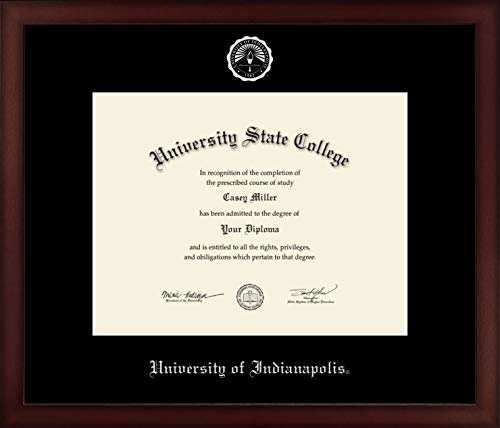 University of Indianapolis - Officially Licensed - PhD - Silver Embossed Diploma Frame - Document Size 11" x 8.5"