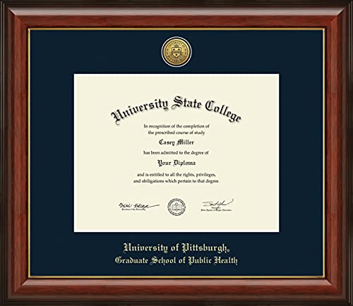 University of Pittsburgh Graduate School of Public Health - Officially Licensed - Gold Medallion Diploma Frame - Document Size 11" x 8.5"