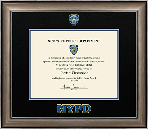 Church Hill Classics Police Department City of New York Certificate Frame - Dimensions Edition - Featuring Easton Moulding - Officially Licensed - Document Size 11" x 8.5"