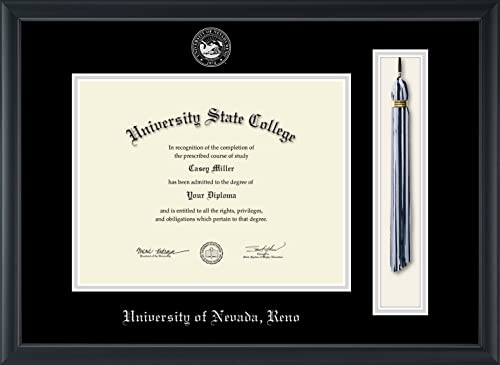 University of Nevada Reno - Officially Licensed - Silver Embossed Tassel Diploma Frame - Document Size 11" x 8.5"