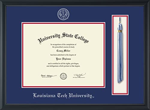 Louisiana Tech University - Officially Licensed - Silver Embossed Tassel Diploma Frame - Document Size 11" x 8.5"