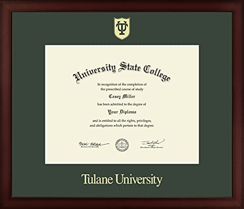 Tulane University - Officially Licensed - Gold Embossed Diploma Frame - Document Size 11" x 8.5"