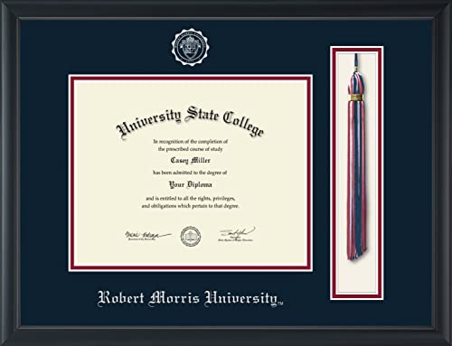 Robert Morris University in Pennsylvania - Officially Licensed - Bachelor's - Silver Embossed Tassel Diploma Frame - Document Size 10" x 8"