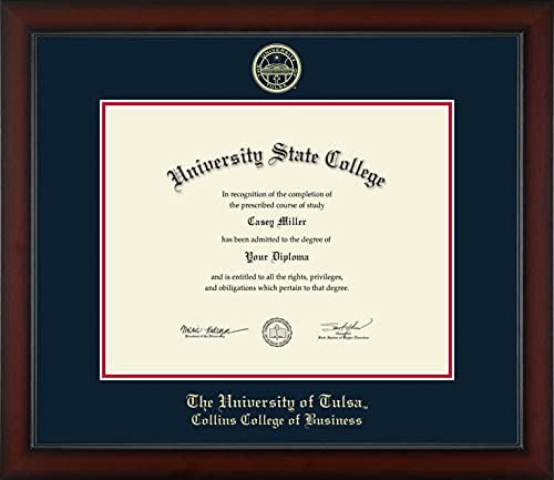 The University of Tulsa Collins College of Business - Officially Licensed - Gold Embossed Diploma Frame - Document Size 14" x 11"