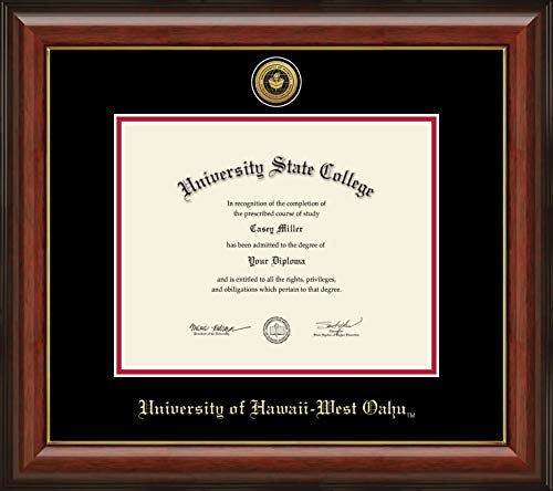 University of Hawaii West Oahu - Officially Licensed - Gold Medallion Diploma Frame - Document Size 10" x 8"