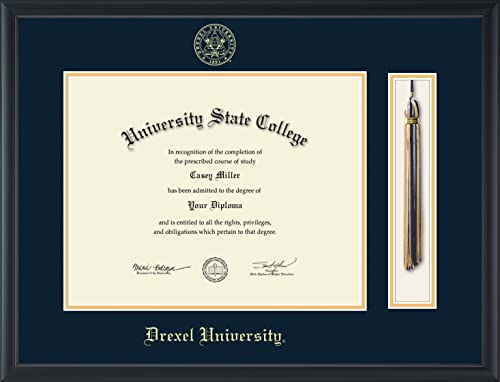 Drexel University - Officially Licensed - Gold Embossed Tassel Diploma Frame - Document Size 14" x 11"