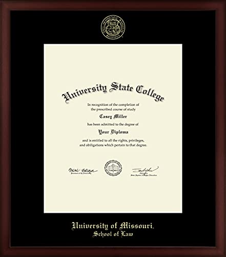 University of Missouri Columbia School of Law - Officially Licensed - Pre-Spring 2021 PhD - Gold Embossed Diploma Frame - Document Size 14" x 17"