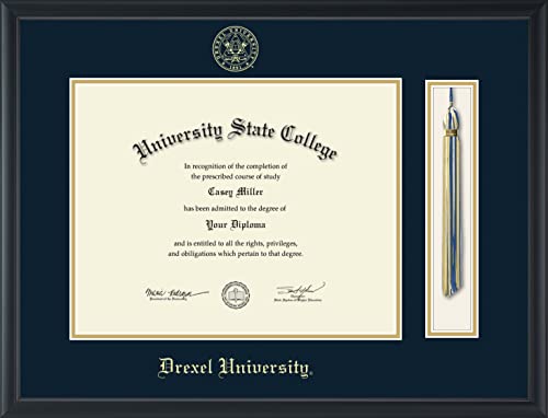 Drexel University - Officially Licensed - Gold Embossed Tassel Diploma Frame - Document Size 14" x 11"