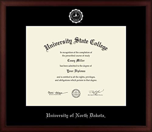 University of North Dakota - Officially Licensed - PhD - Silver Embossed Diploma Frame - Document Size 15" x 12"