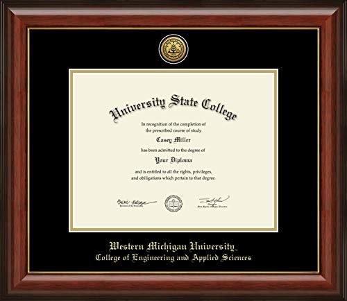 Western Michigan University College of Engineering and Applied Sciences - Officially Licensed - Gold Medallion Diploma Frame - Document Size 11" x 8.5"