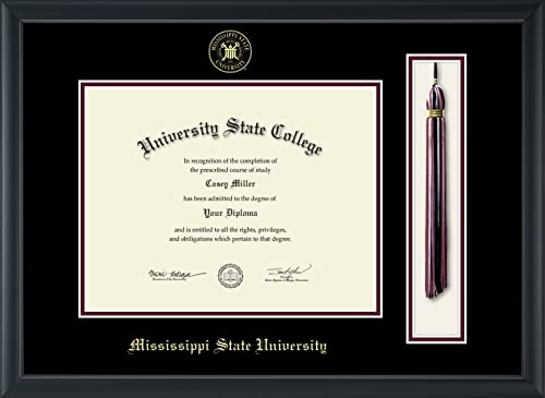 Mississippi State University - Officially Licensed - Gold Embossed Tassel Diploma Frame - Document Size 11" x 8.5"