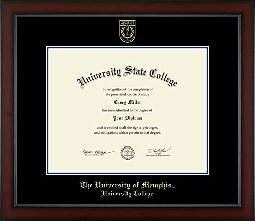 The University of Memphis University College - Officially Licensed - Bachelors/Masters or Pre-2010 PhD - Gold Embossed Diploma Frame - Document Size 14" x 11"