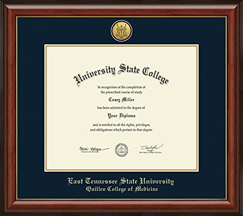 East Tennessee State University Quillen College of Medicine - Officially Licensed - Gold Medallion Diploma Frame - Document Size 17" x 14"