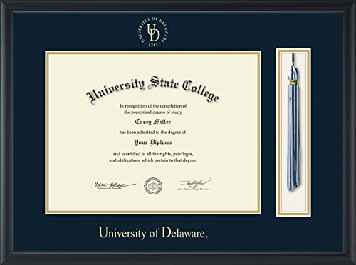 University of Delaware - Officially Licensed - Gold Embossed Tassel Diploma Frame - Document Size 16" x 12"