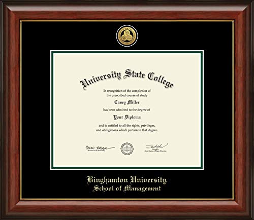 Binghamton University School of Management - Officially Licensed - Gold Medallion Diploma Frame - Document Size 11" x 8.5"