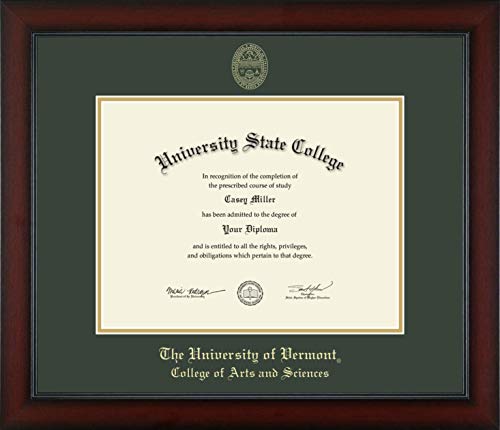 The University of Vermont College of Arts and Sciences - Officially Licensed - Master's/PhD - Gold Embossed Diploma Frame - Document Size 13" x 10"