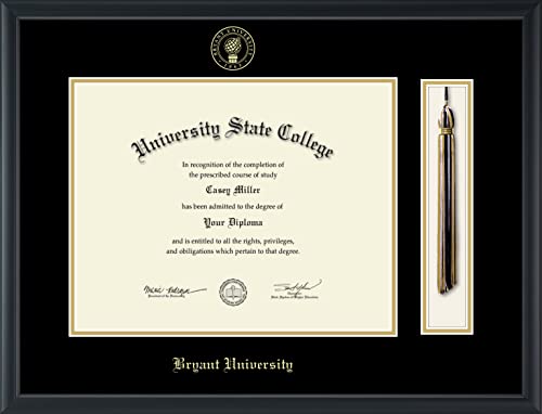 Bryant University - Officially Licensed - Gold Embossed Tassel Diploma Frame - Document Size 14" x 11"