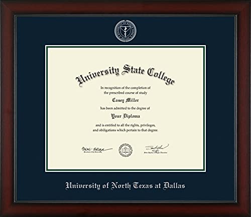 University of North Texas at Dallas - Officially Licensed - Silver Embossed Diploma Frame - Document Size 14" x 11"