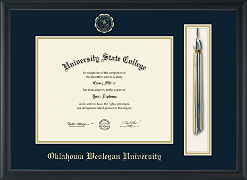 Oklahoma Wesleyan University - Officially Licensed - Gold Embossed Tassel Diploma Frame - Document Size 11" x 8.5"