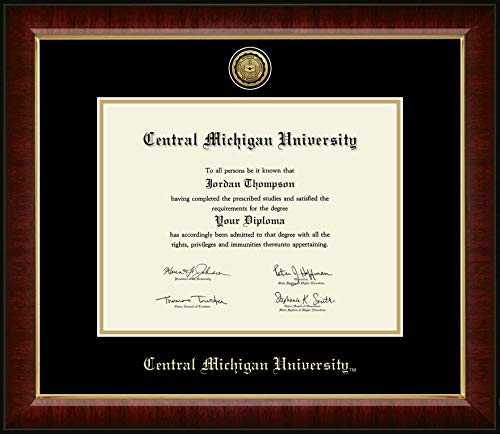 Church Hill Classics Central Michigan University - Gold Engraved Medallion - Featuring Murano Moulding - Officially Licensed - Diploma Size 11" x 8.5"