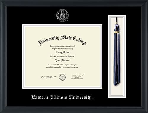 Eastern Illinois University - Officially Licensed - Silver Embossed Tassel Diploma Frame - Document Size 10" x 8"