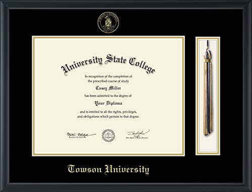 Towson University - Officially Licensed - Gold Embossed Tassel Diploma Frame - Document Size 14" x 11"