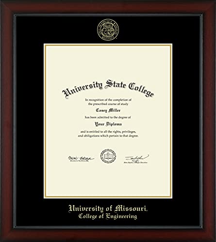 University of Missouri Columbia College of Engineering - Officially Licensed - Pre-Spring 2021 PhD - Gold Embossed Diploma Frame - Document Size 14" x 17"