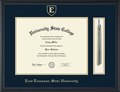 East Tennessee State University - Officially Licensed - Gold Embossed Tassel Diploma Frame - Document Size 14" x 11"