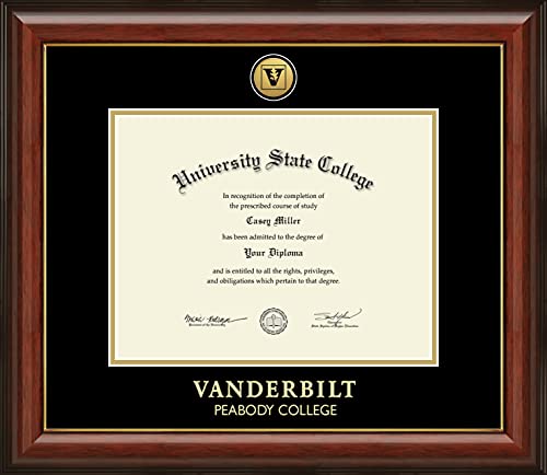 Vanderbilt University Peabody College - Officially Licensed - Gold Medallion Diploma Frame - Document Size 11" x 8.5"