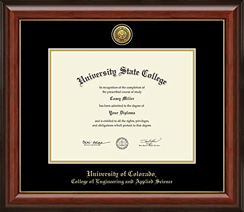 University of Colorado College of Engineering and Applied Science - Officially Licensed - Gold Medallion Diploma Frame - Document Size 11" x 8.5"