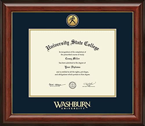 Washburn University - Officially Licensed - Gold Medallion Diploma Frame - Document Size 11" x 8.5"