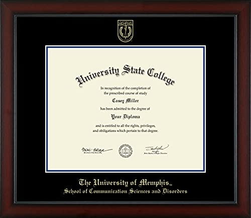 The University of Memphis School of Communication Sciences and Disorders - Officially Licensed - Bachelor's/Master's/Pre-2010 PhD - Gold Embossed Diploma Frame - Document Size 14" x 11"