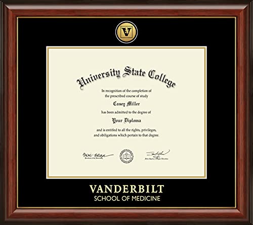 Vanderbilt University School of Medicine - Officially Licensed - Gold Medallion Diploma Frame - Document Size 17" x 14"