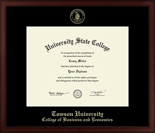 Towson University College of Business and Economics - Officially Licensed - Gold Embossed Diploma Frame - Document Size 14" x 11"